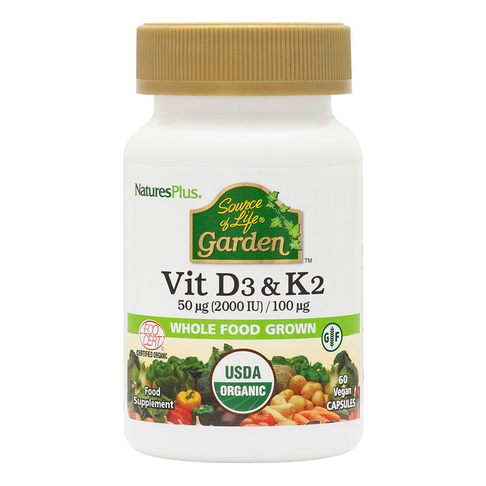 Natures Plus Source of Life Garden Vitamins D3 & K2 Capsules 60s