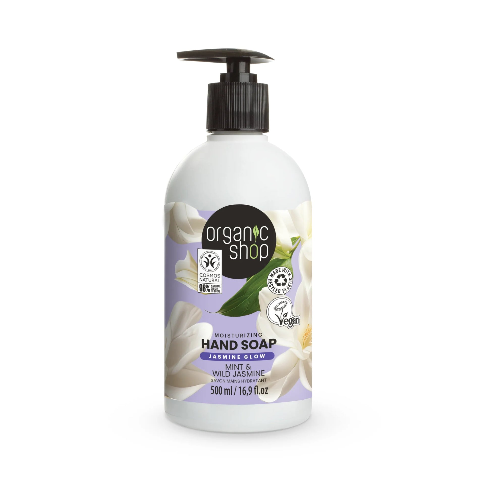 Organic Shop Moisturizing Hand Soap Jasmine Glow Mint & Wild Jasmine 500ml