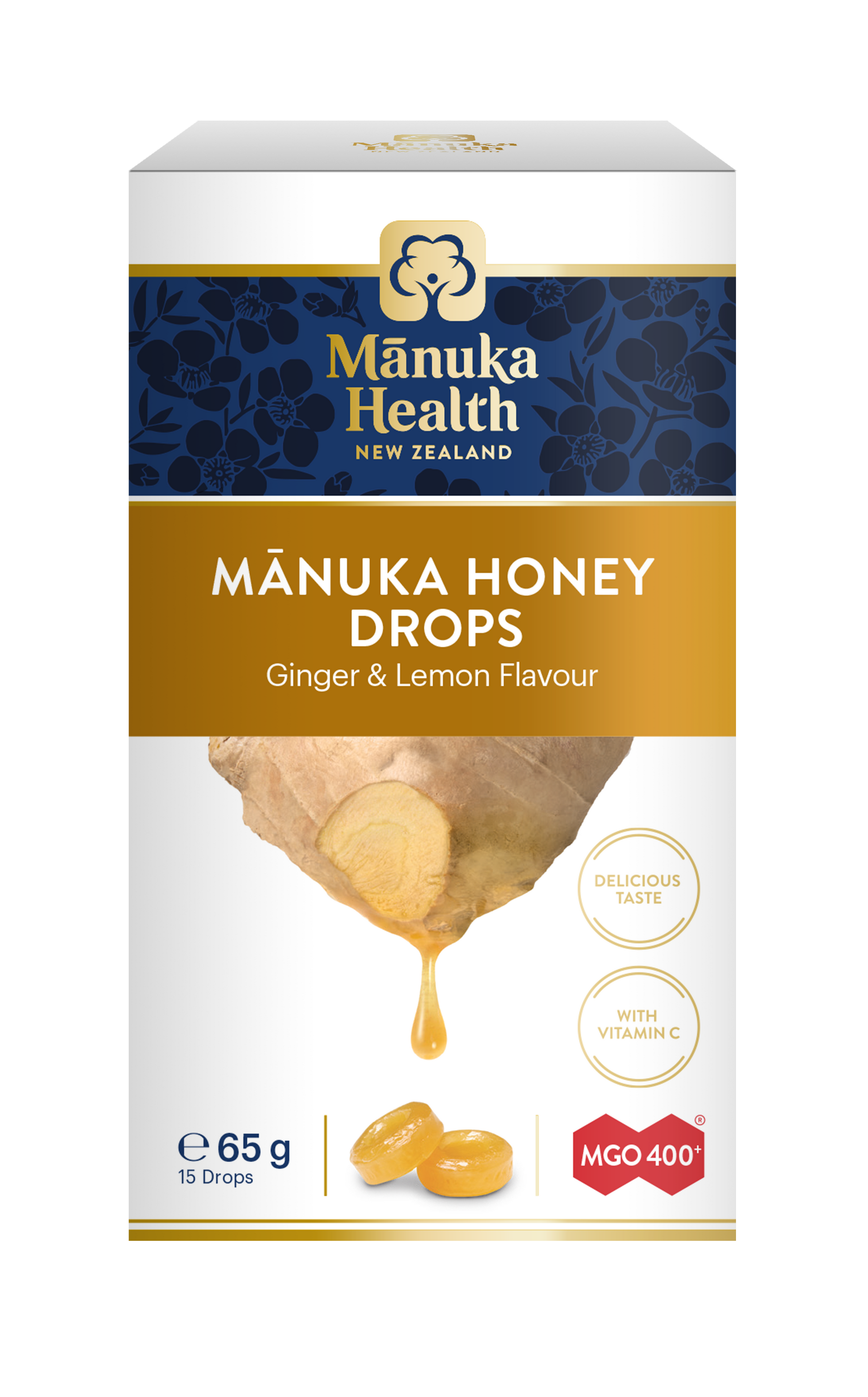 Manuka Honey Drops with Ginger & Lemon 4.3g 15s