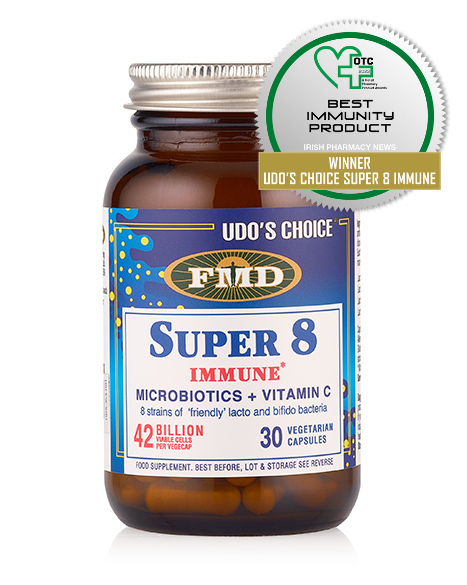 Udo's Choice Super 8 Immune Microbiotics + Vitamin C Vegecapsules