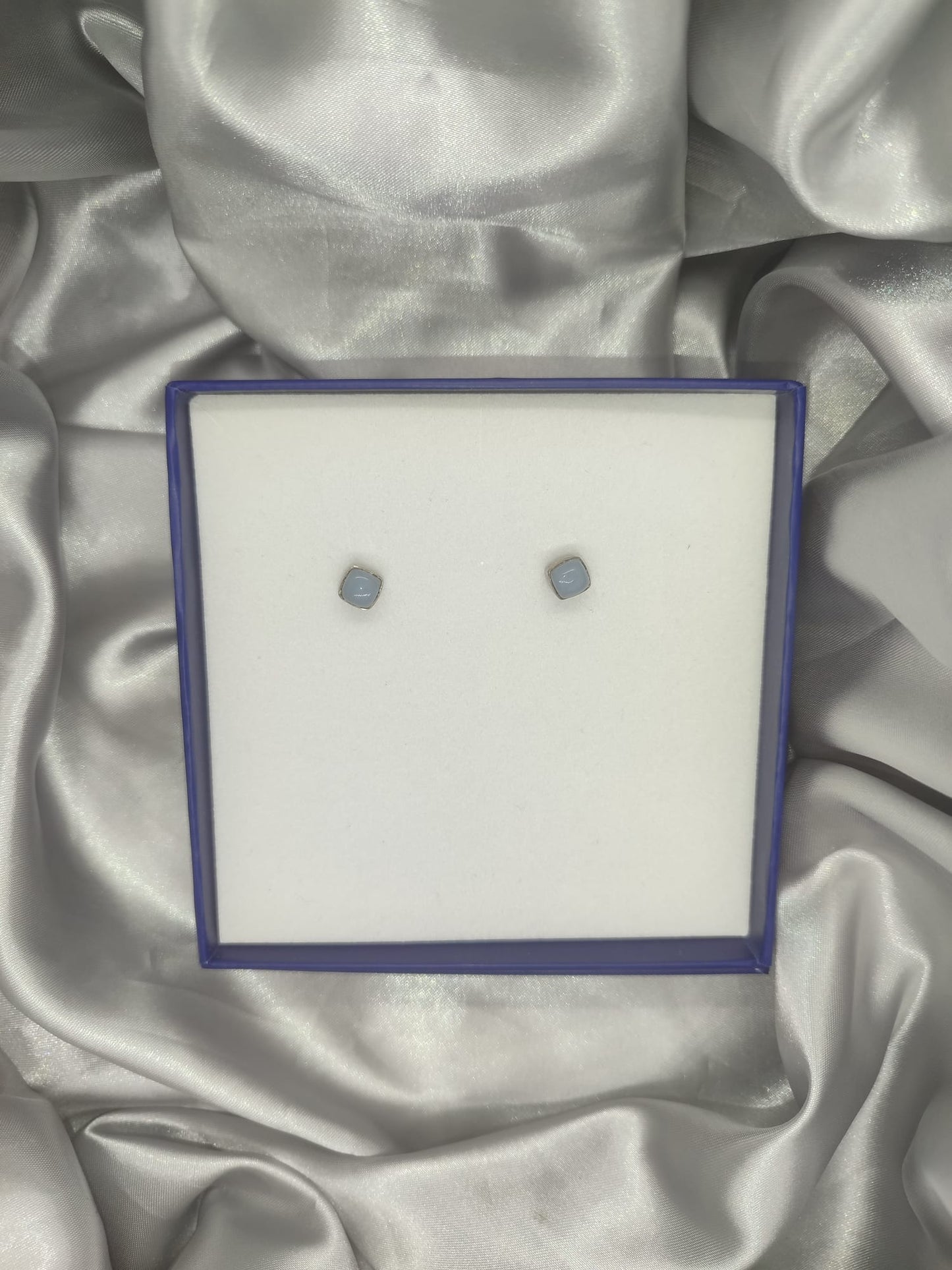 Blue Lace Agate Dangling Earrings-Studs