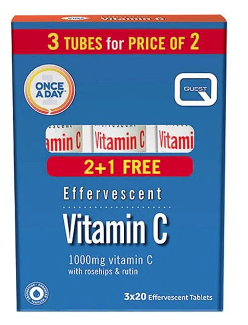 Quest Vitamin C Effervescent 1000mg Triple Pack (3x20 Tablets)